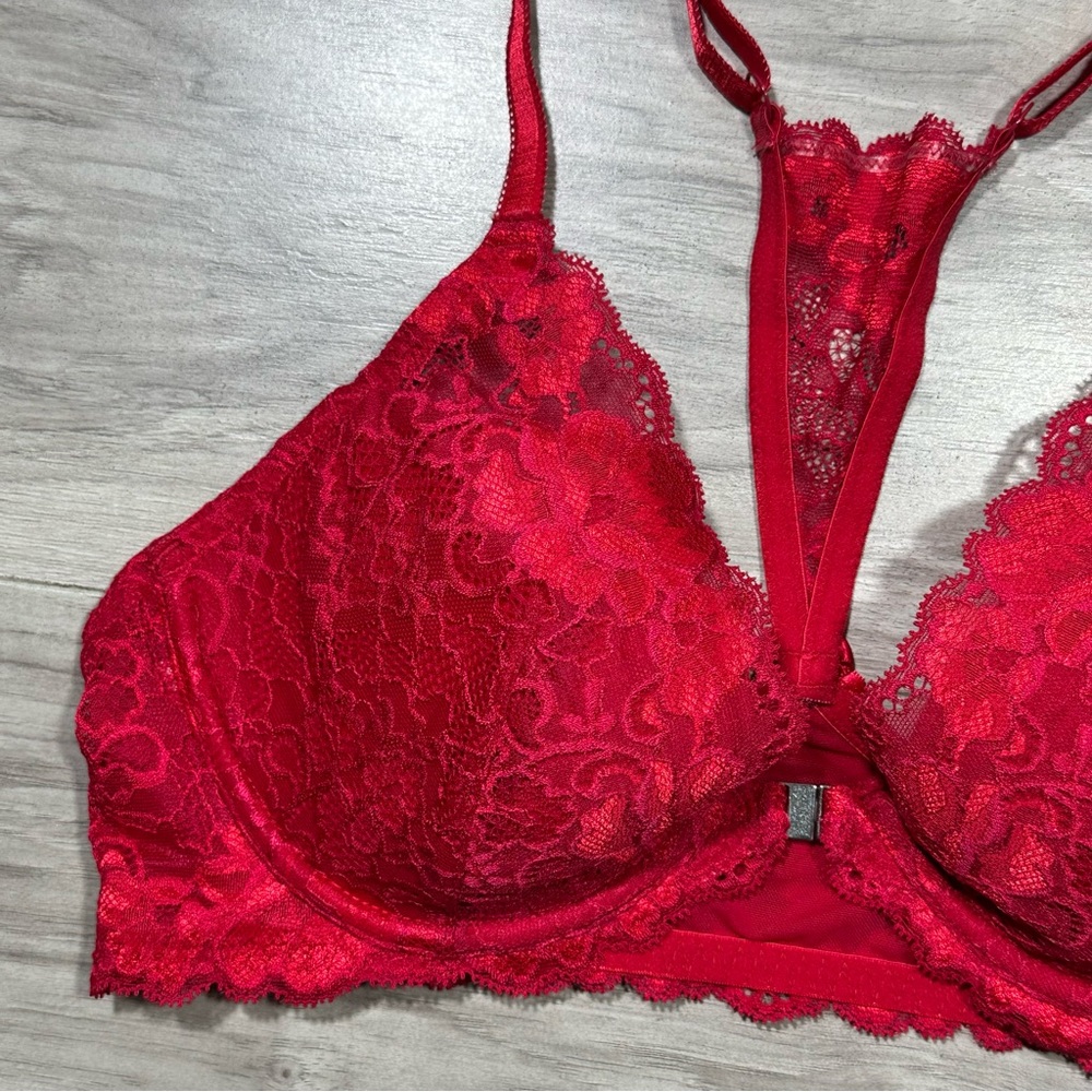 ADORE ME Red Lace Front Closure Underwire Racerback Bra 36C - Picture 2 of 11